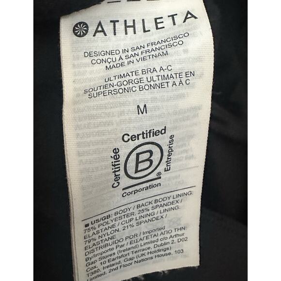 Athleta Sports Bra Women's Size Medium Black Racerback EUC - Picture 3 of 3